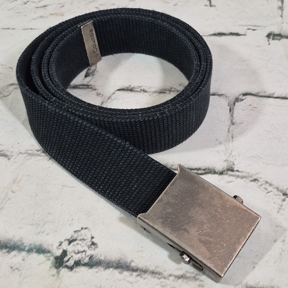 Columbia Mens Faded Black Webbed Belt L/XL Chrome Box Buckle